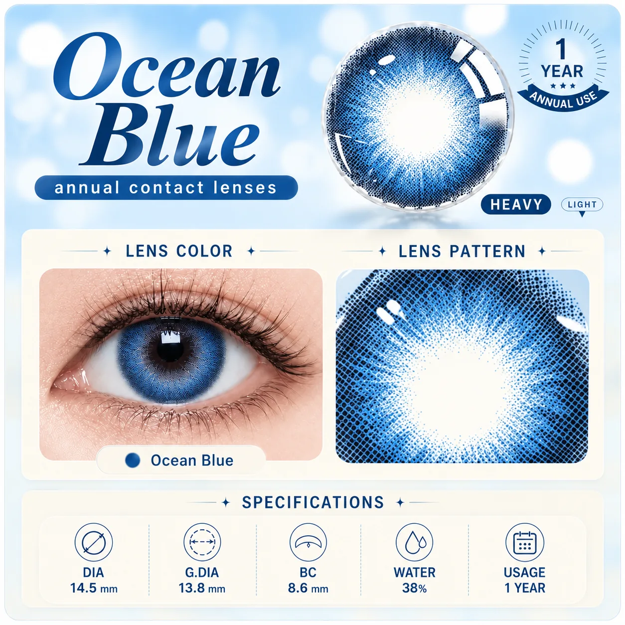 Aurea Dollydream Blue Blue Half-Yearly colored contact lenses
