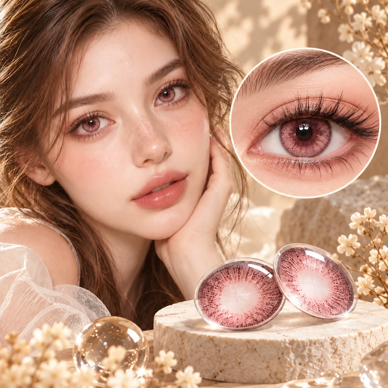 Lensora Studio Island Pink Blue 月度 coloured contact lenses