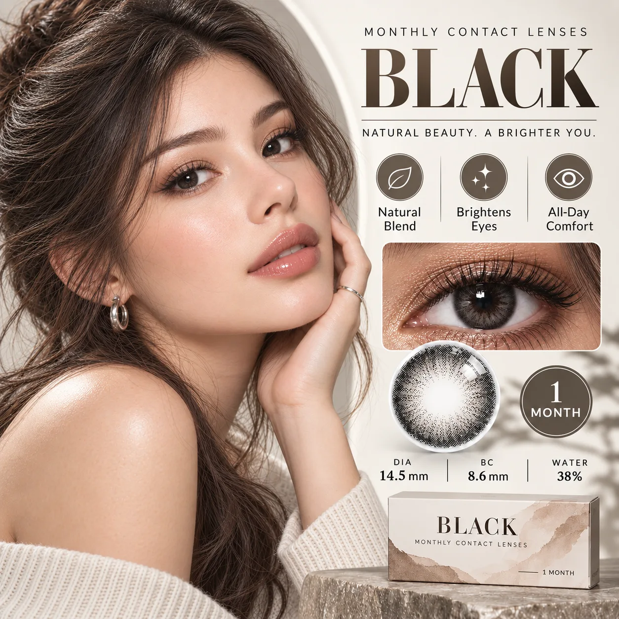Lensora Studio Island Black Purple Monatslinsen farbige Kontaktlinsen