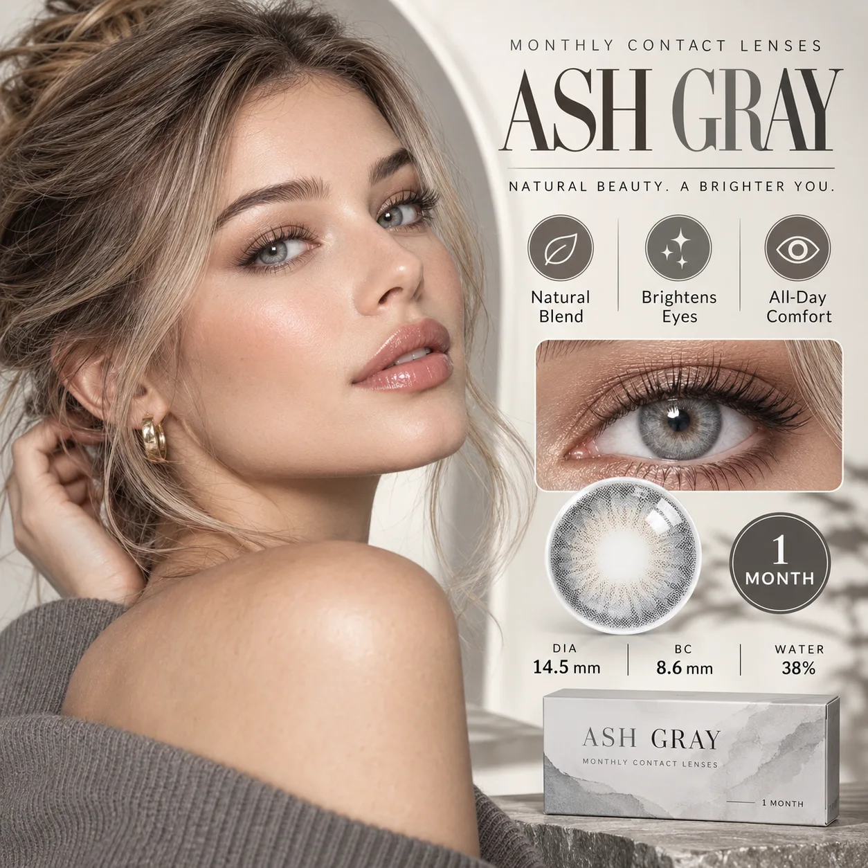 NOVA EYE After School Grey Grey Monatslinsen farbige Kontaktlinsen