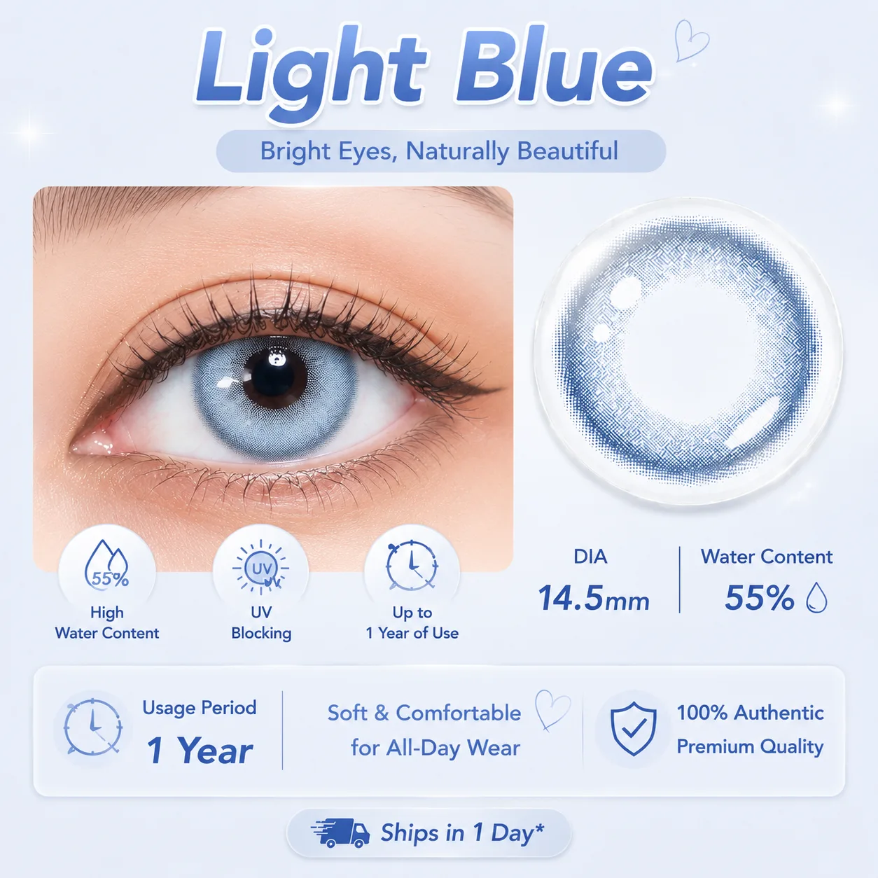 Aurea Dollydream Blue | Daily Coloured Contacts 2